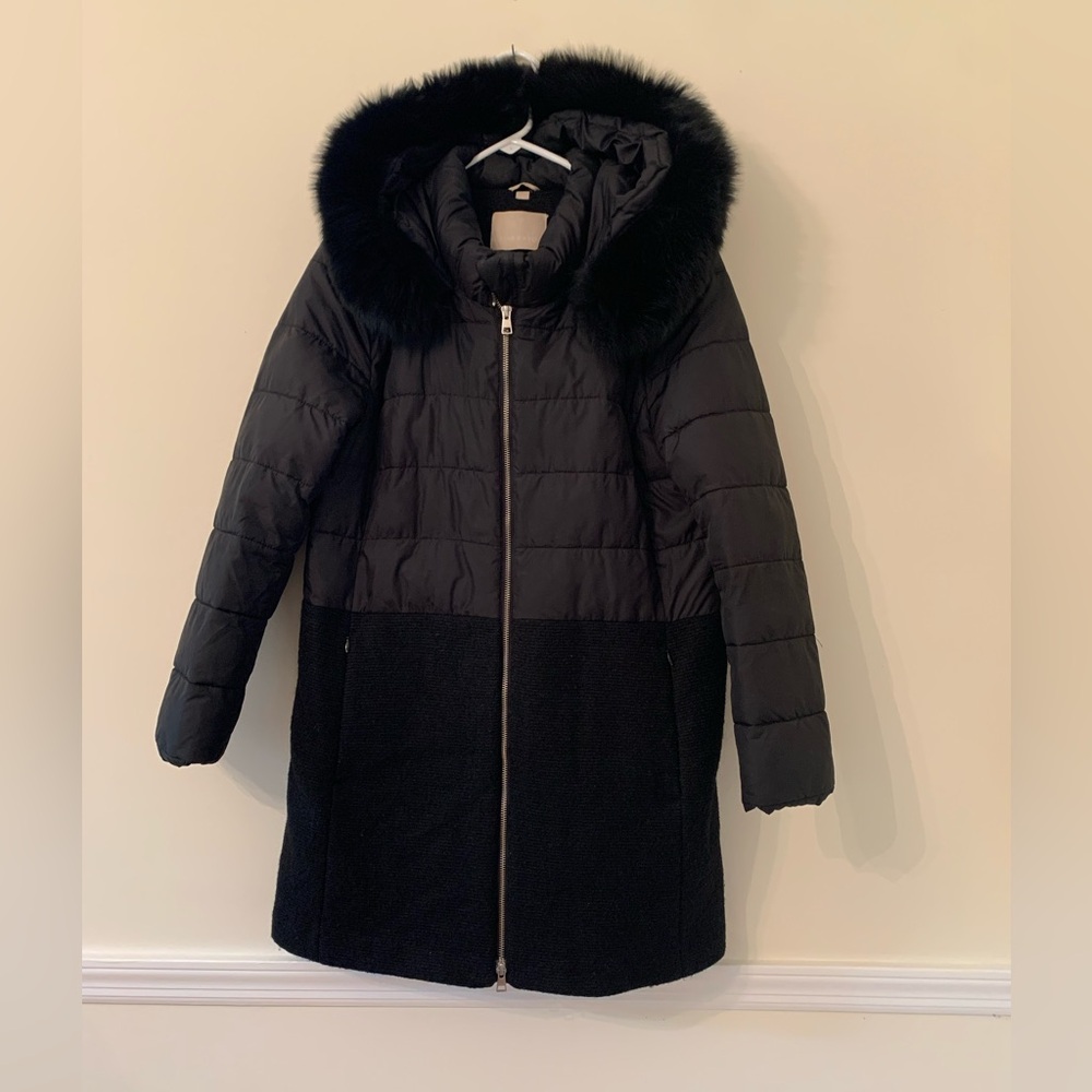 Soia & Kyo Black Puffer Coat with  Fur Hood